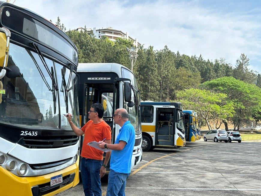 Veículos de transporte escolar de Serra Negra recebem vistoria para garantir segurança dos alunos